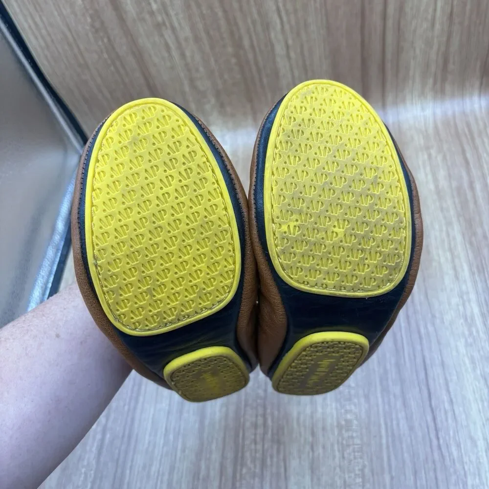 April Parker-Perfect Flat Ballet‎ Shoes 7M Tan Leather Foldable Sole